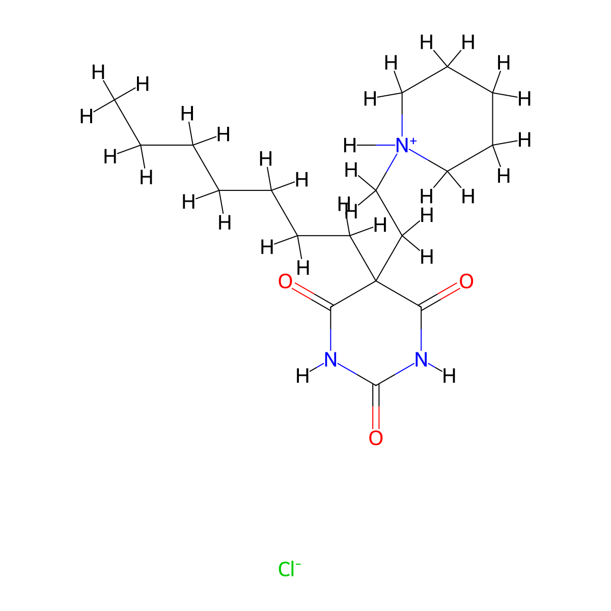 Barbituric acid, 5-heptyl-5-(2-piperidinoethyl)-, hydrochloride molecular structure, CAS 110459-52-4
