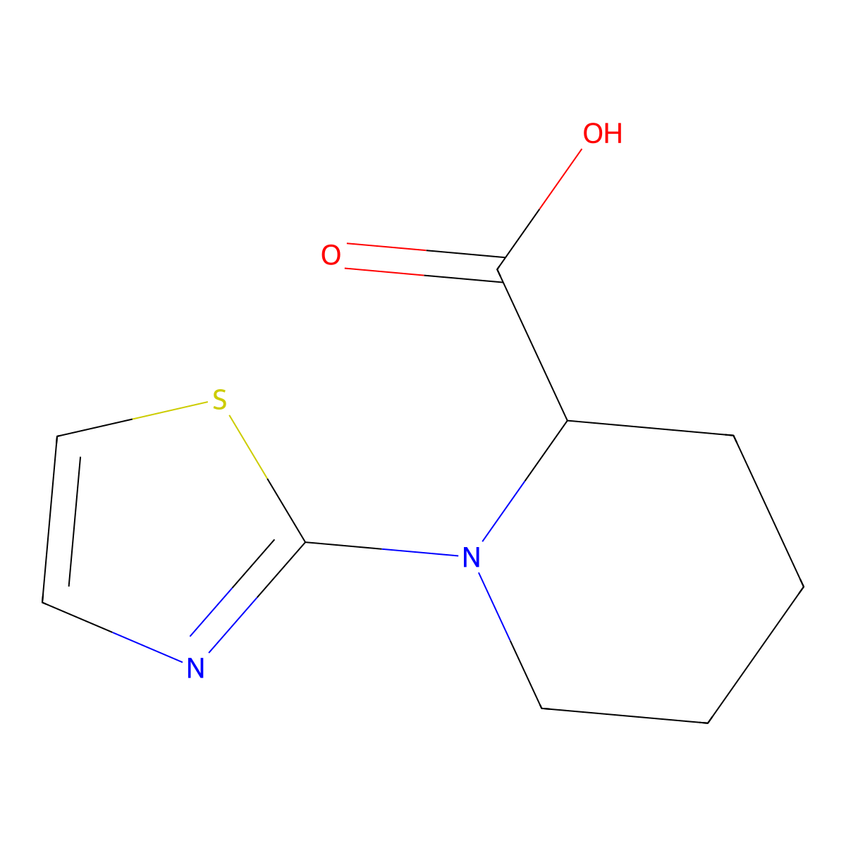 1-(Thiazol-2-yl)piperidine-2-carboxylic acid molecular structure, CAS 1104596-34-0
