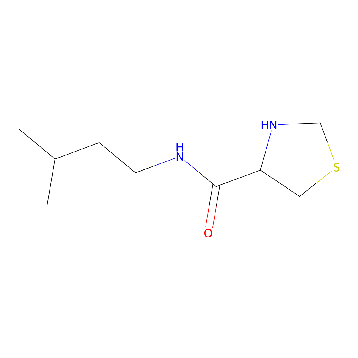 N-(3-methylbutyl)-1,3-thiazolidine-4-carboxamide molecular structure, CAS 1104608-10-7