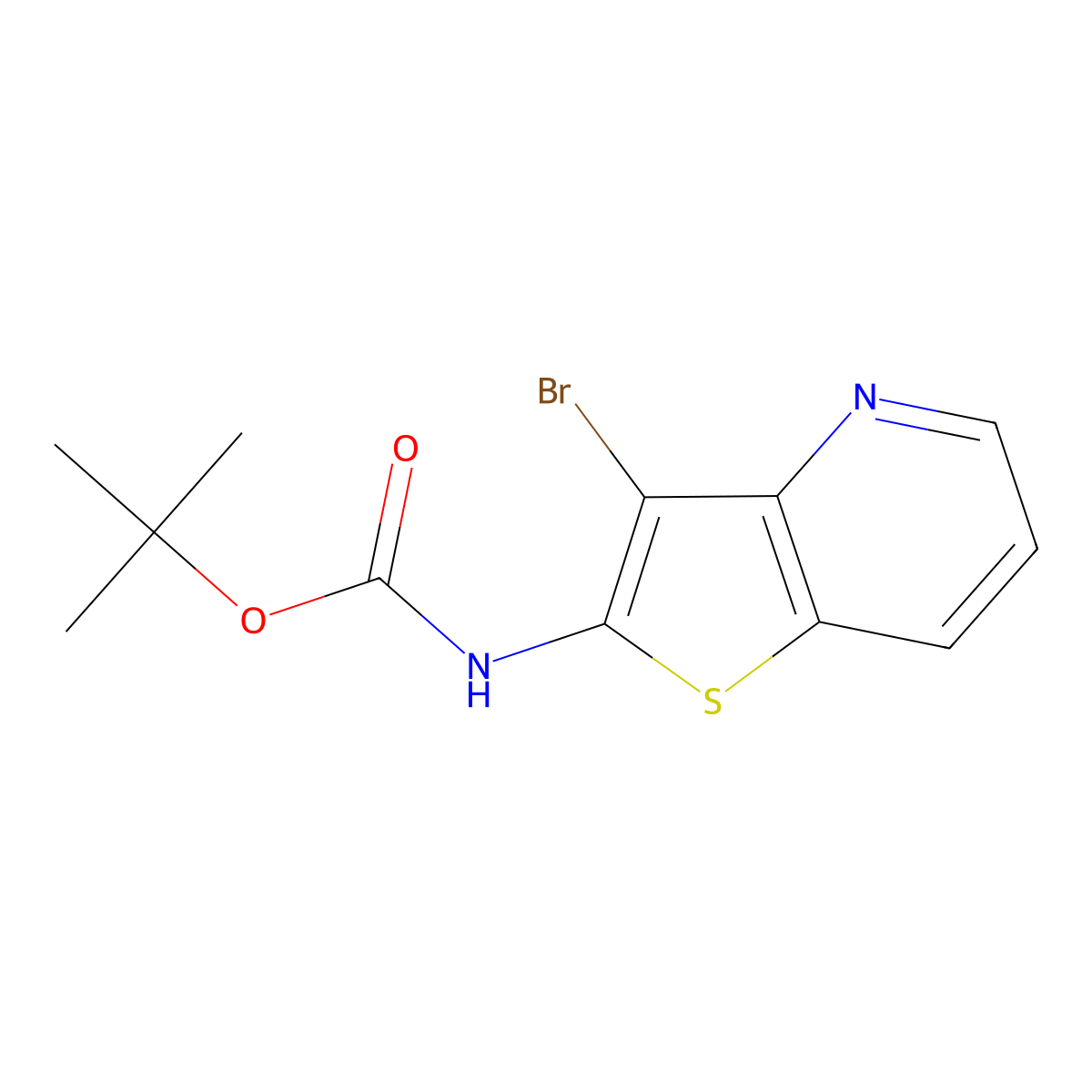 Tert-butyl (3-bromothieno[3,2-b]pyridin-2-yl)carbamate molecular structure, CAS 1104630-94-5