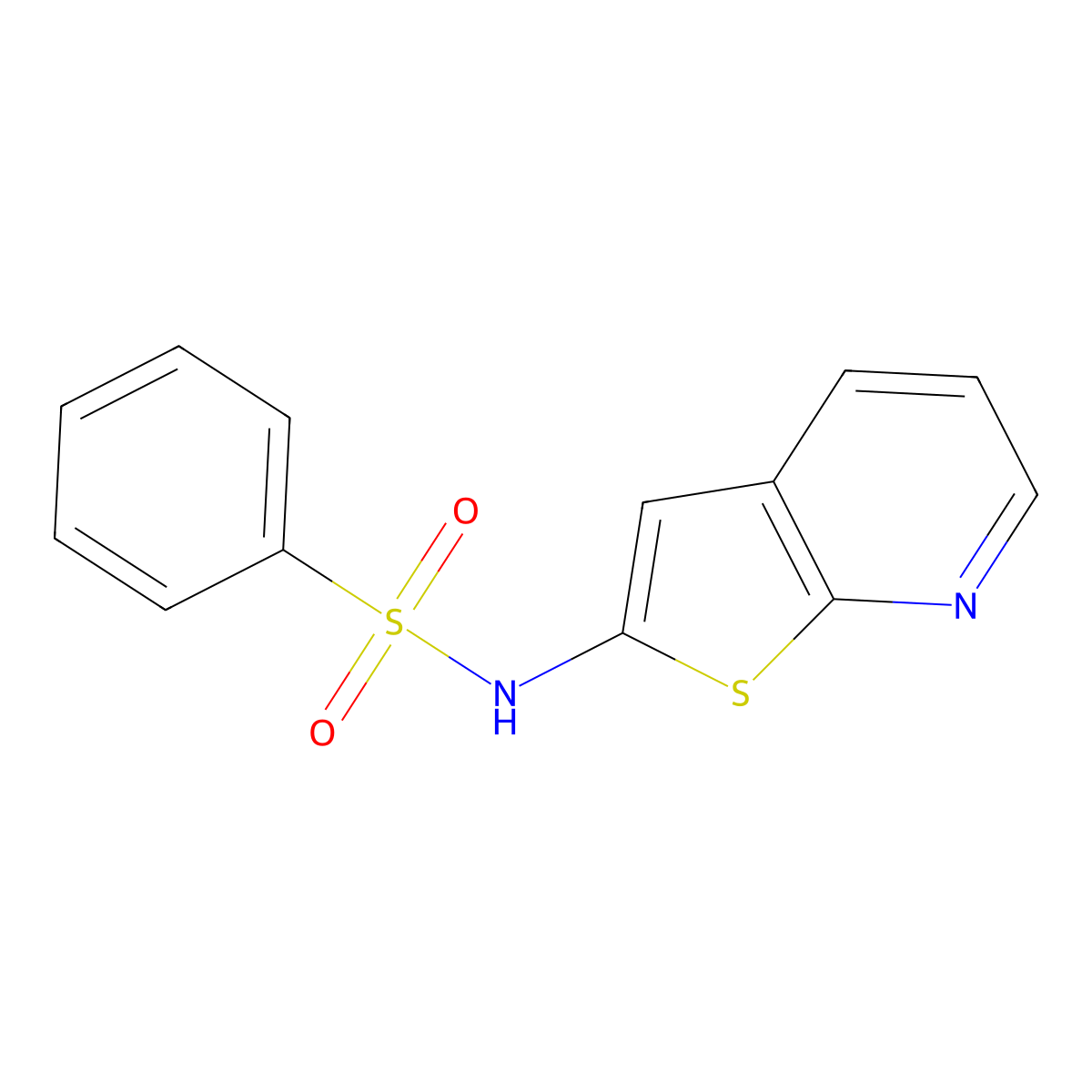 N-{thieno[2,3-b]pyridin-2-yl}benzenesulfonamide molecular structure, CAS 1104631-01-7