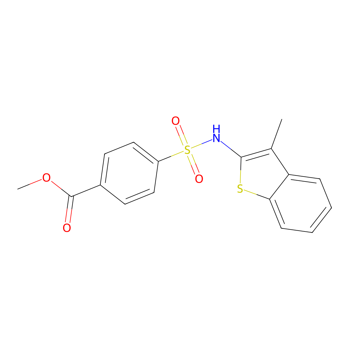 Methyl 4-[(3-methyl-1-benzothiophen-2-yl)sulfamoyl]benzoate molecular structure, CAS 1104631-31-3
