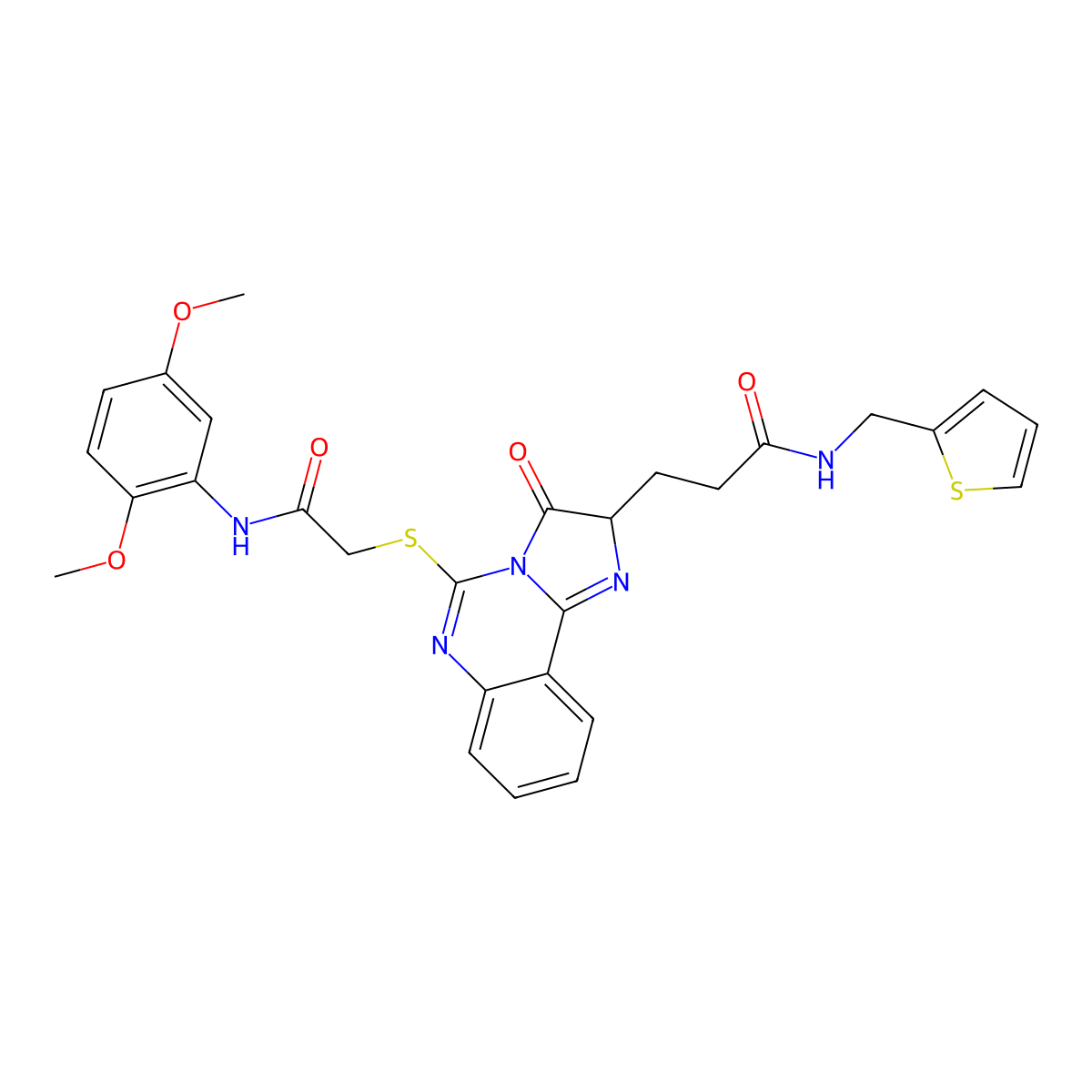3-[5-({[(2,5-dimethoxyphenyl)carbamoyl]methyl}sulfanyl)-3-oxo-2H,3H-imidazo[1,2-c]quinazolin-2-yl]-N-[(thiophen-2-yl)methyl]propanamide molecular structure, CAS 1104643-00-6