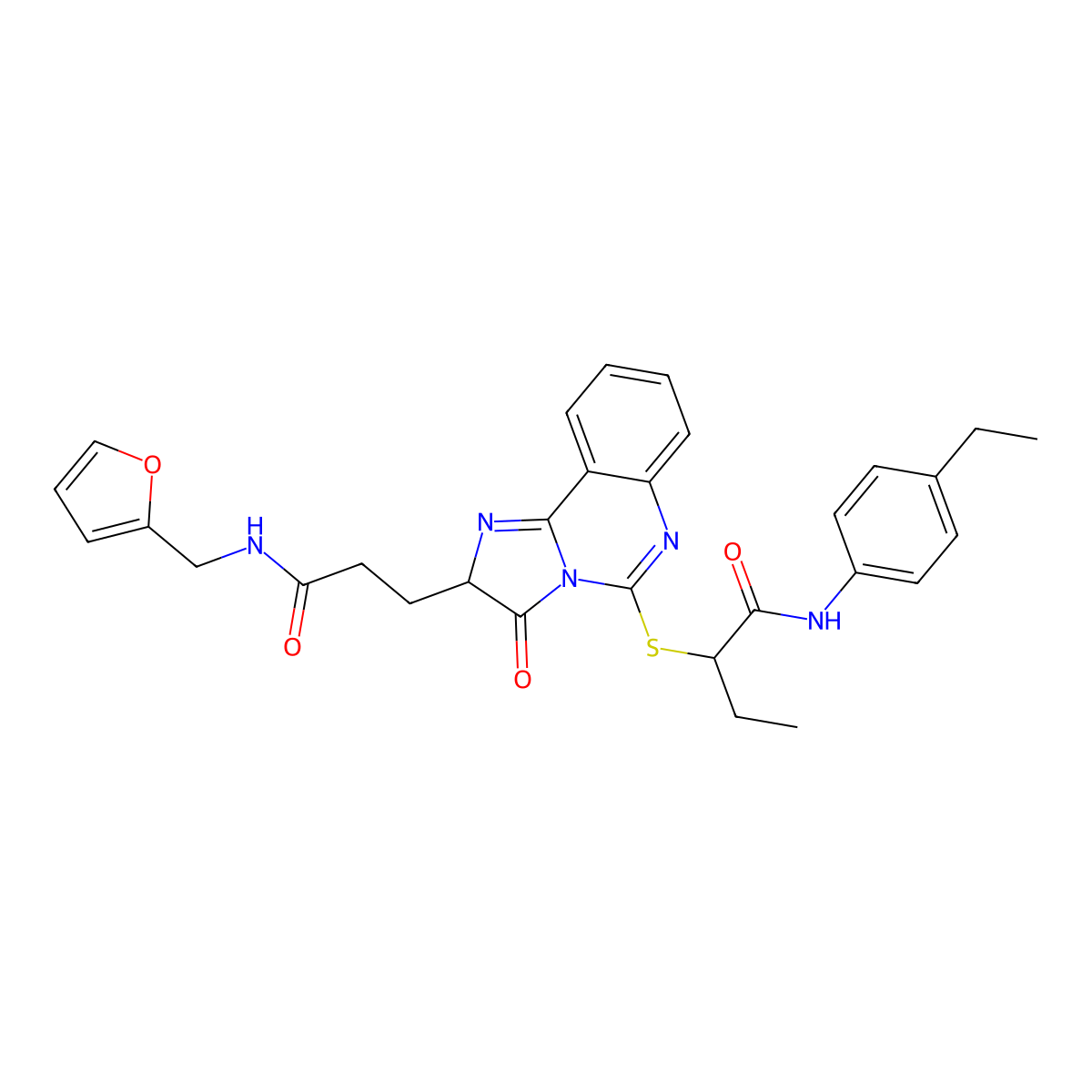 N-(4-ethylphenyl)-2-{[2-(2-{[(furan-2-yl)methyl]carbamoyl}ethyl)-3-oxo-2H,3H-imidazo[1,2-c]quinazolin-5-yl]sulfanyl}butanamide molecular structure, CAS 1104643-01-7