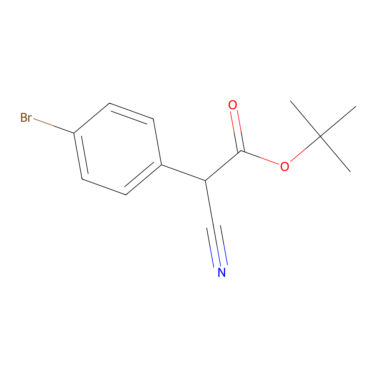 Tert-butyl 2-(4-bromophenyl)-2-cyanoacetate molecular structure, CAS 1104643-40-4