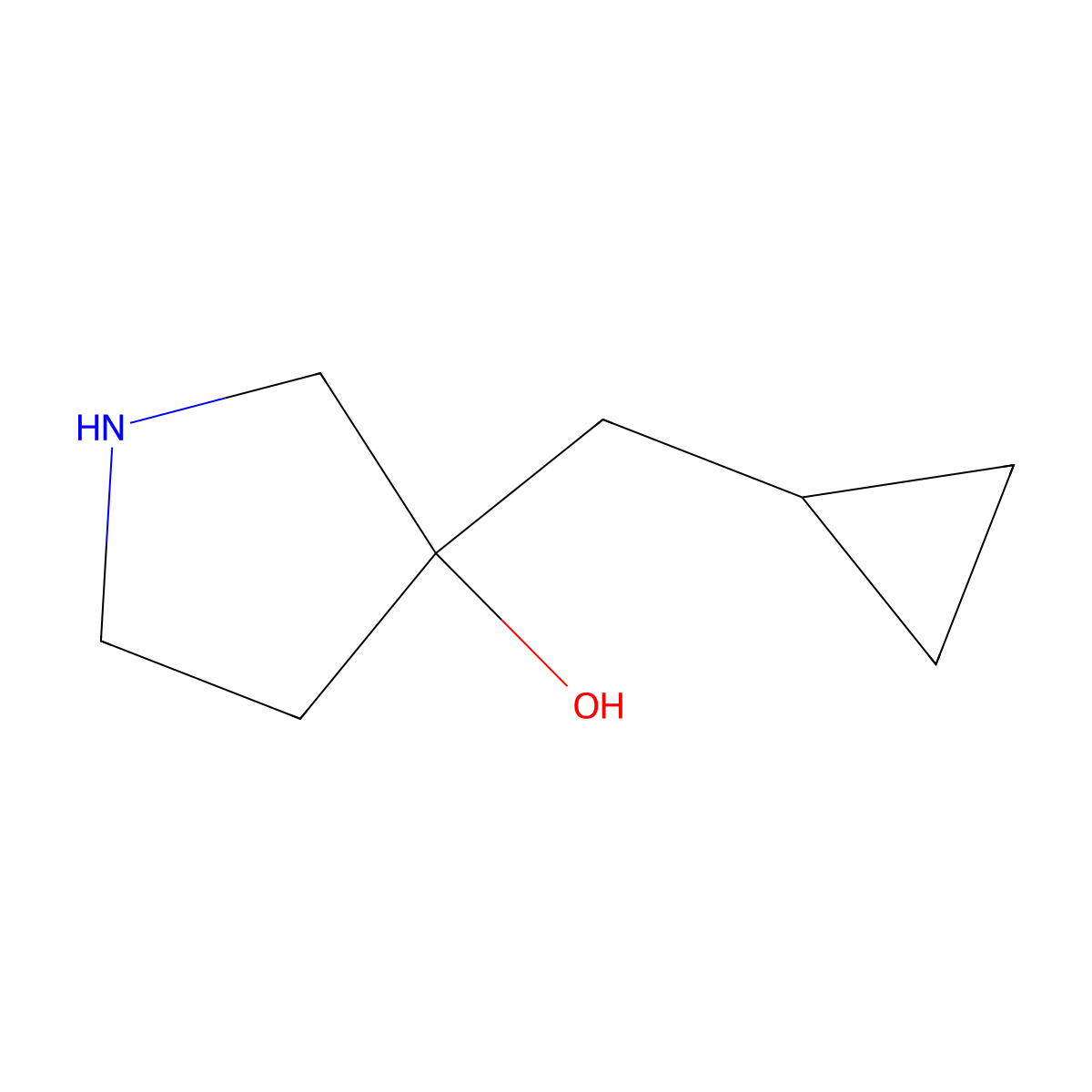3-(Cyclopropylmethyl)pyrrolidin-3-ol molecular structure, CAS 1104663-17-3