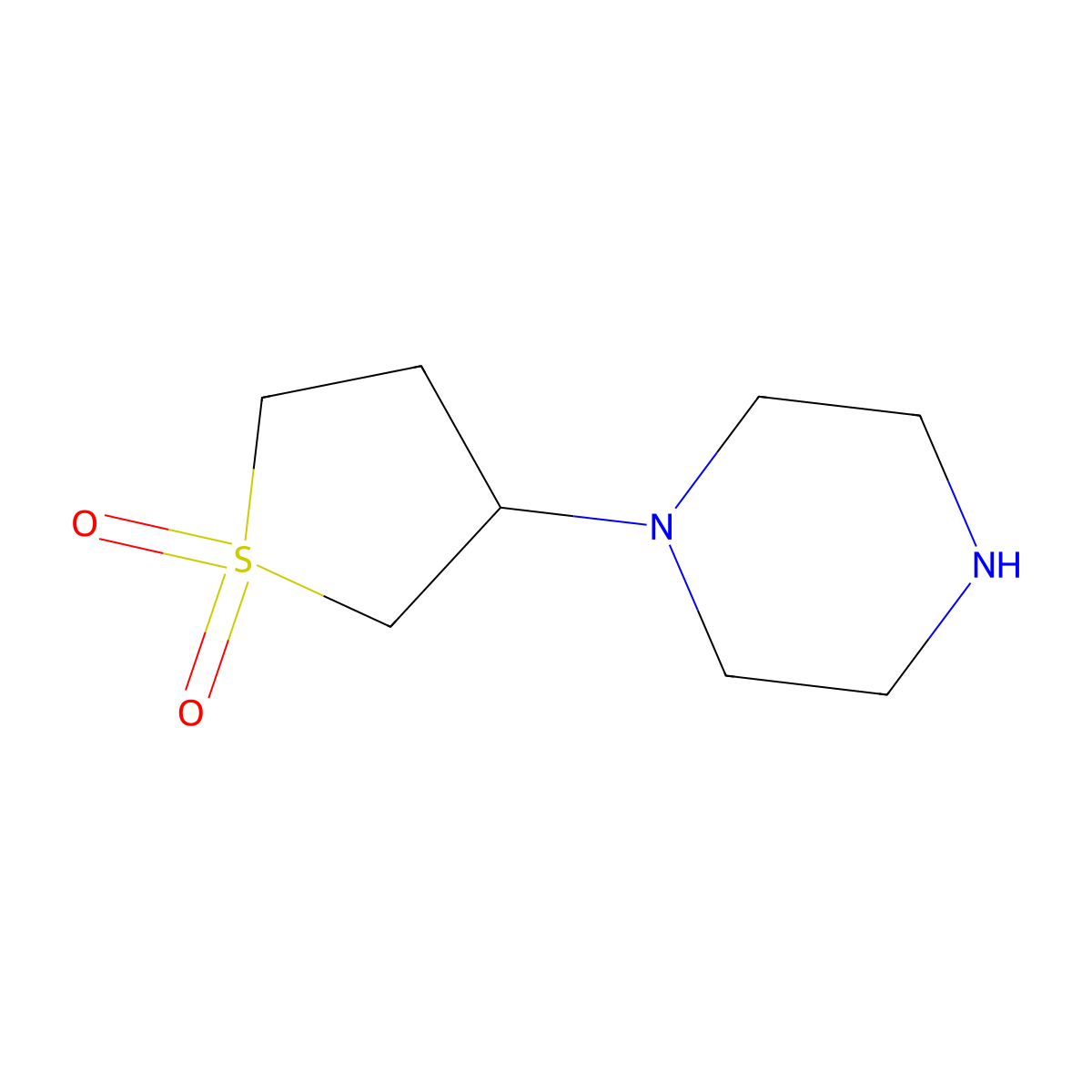 3-Piperazin-1-ylthiolane 1,1-dioxide molecular structure, CAS 110469-63-1