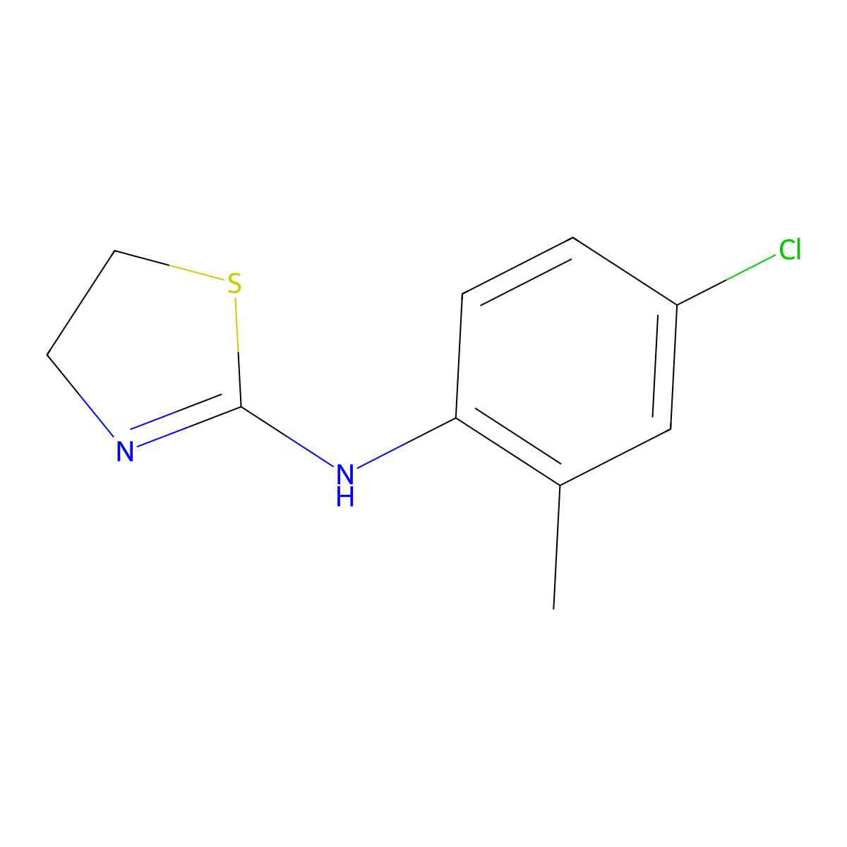 N-(4-Chloro-2-methylphenyl)-4,5-dihydro-2-thiazolamine molecular structure, CAS 110470-64-9