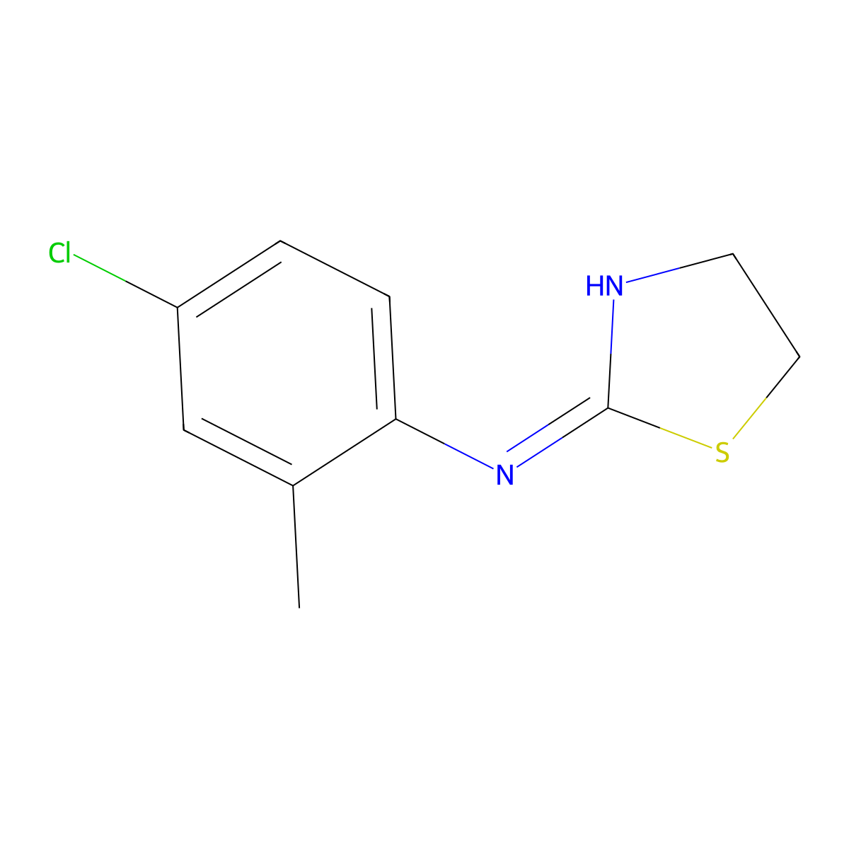 N-(4-Chloro-2-methylphenyl)-4,5-dihydro-2-thiazolamine molecular structure, CAS 110470-64-9