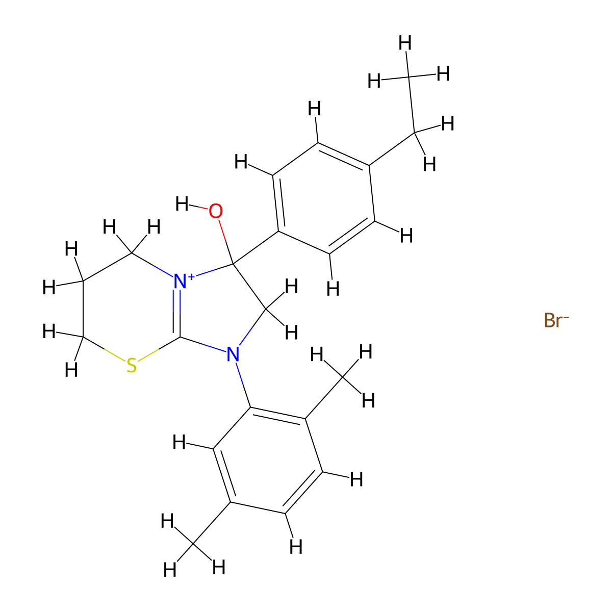 1-(2,5-dimethylphenyl)-3-(4-ethylphenyl)-3-hydroxy-3,5,6,7-tetrahydro-2H-imidazo[2,1-b][1,3]thiazin-1-ium bromide molecular structure, CAS 1104733-56-3