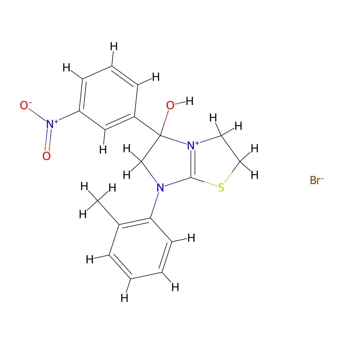 5-Hydroxy-5-(3-nitrophenyl)-7-(o-tolyl)-2,3,5,6-tetrahydroimidazo[2,1-b]thiazol-7-ium bromide molecular structure, CAS 1104734-38-4
