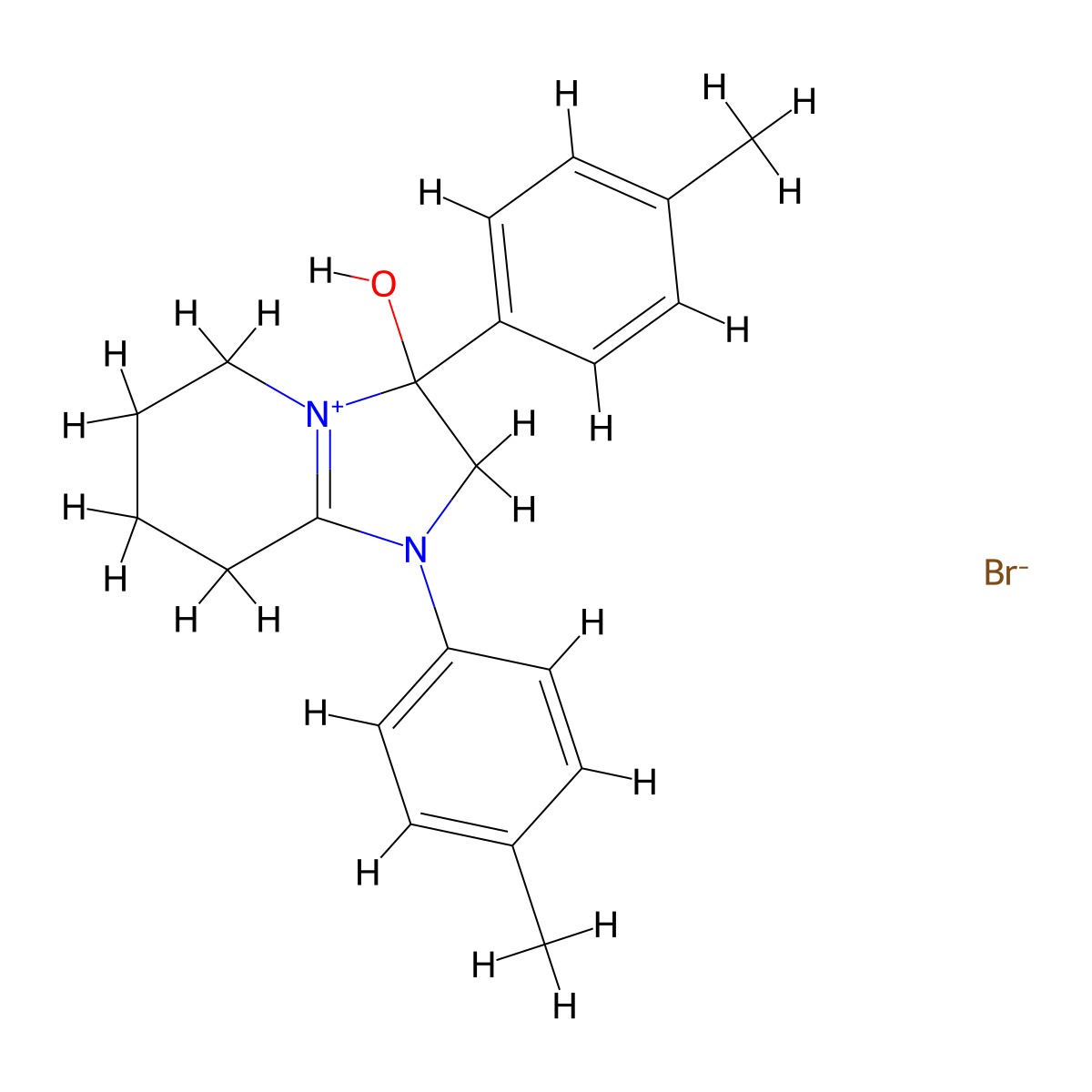 3-Hydroxy-1,3-di-p-tolyl-2,3,5,6,7,8-hexahydroimidazo[1,2-a]pyridin-1-ium bromide molecular structure, CAS 1104737-98-5