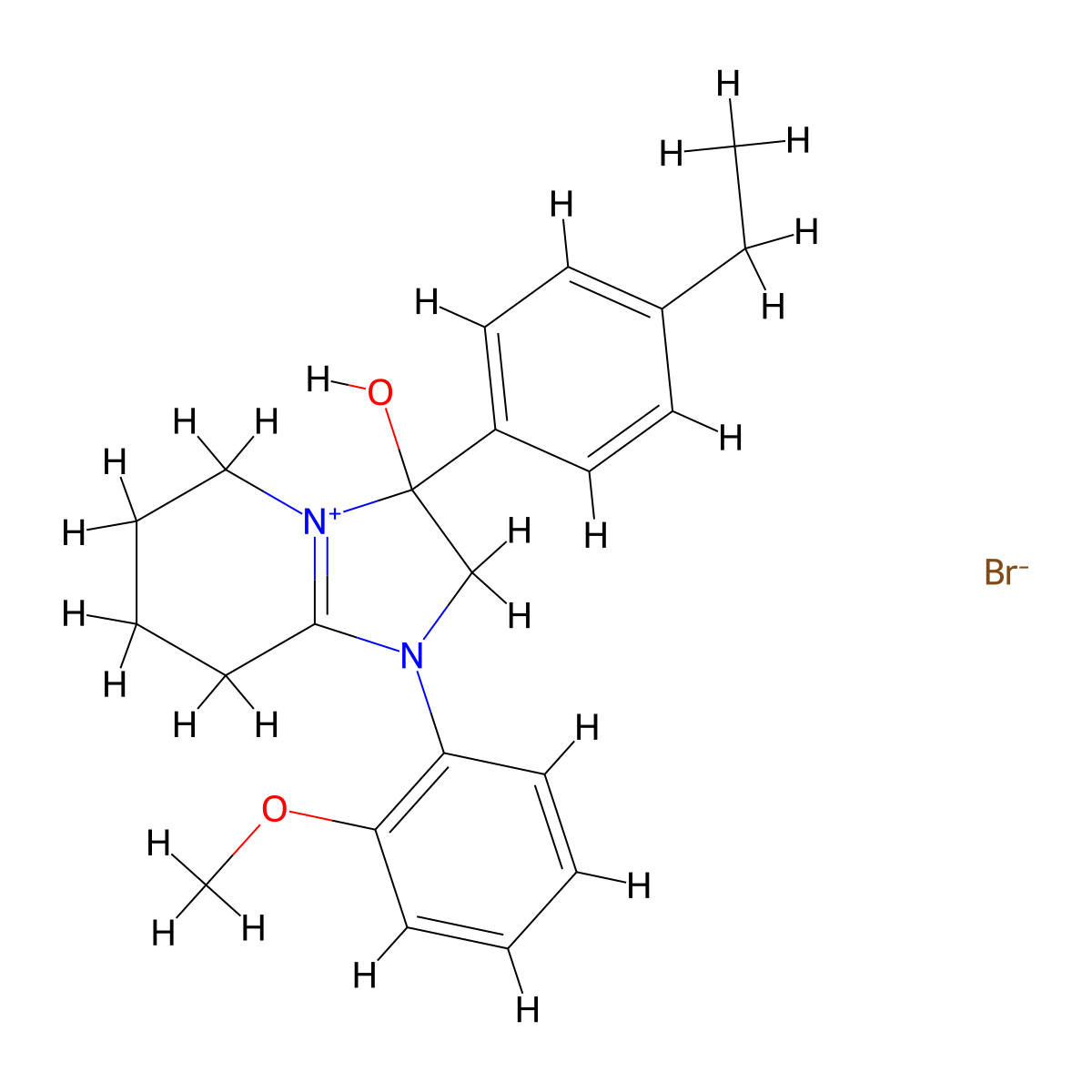 3-(4-Ethylphenyl)-3-hydroxy-1-(2-methoxyphenyl)-2,3,5,6,7,8-hexahydroimidazo[1,2-a]pyridin-1-ium bromide molecular structure, CAS 1104737-99-6