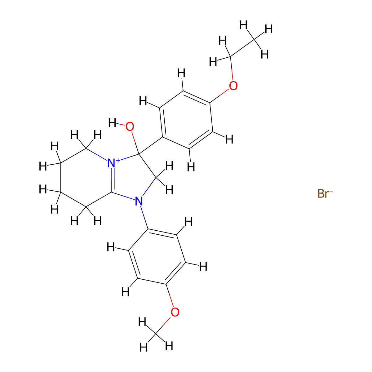 3-(4-Ethoxyphenyl)-3-hydroxy-1-(4-methoxyphenyl)-2,3,5,6,7,8-hexahydroimidazo[1,2-a]pyridin-1-ium bromide molecular structure, CAS 1104738-03-5