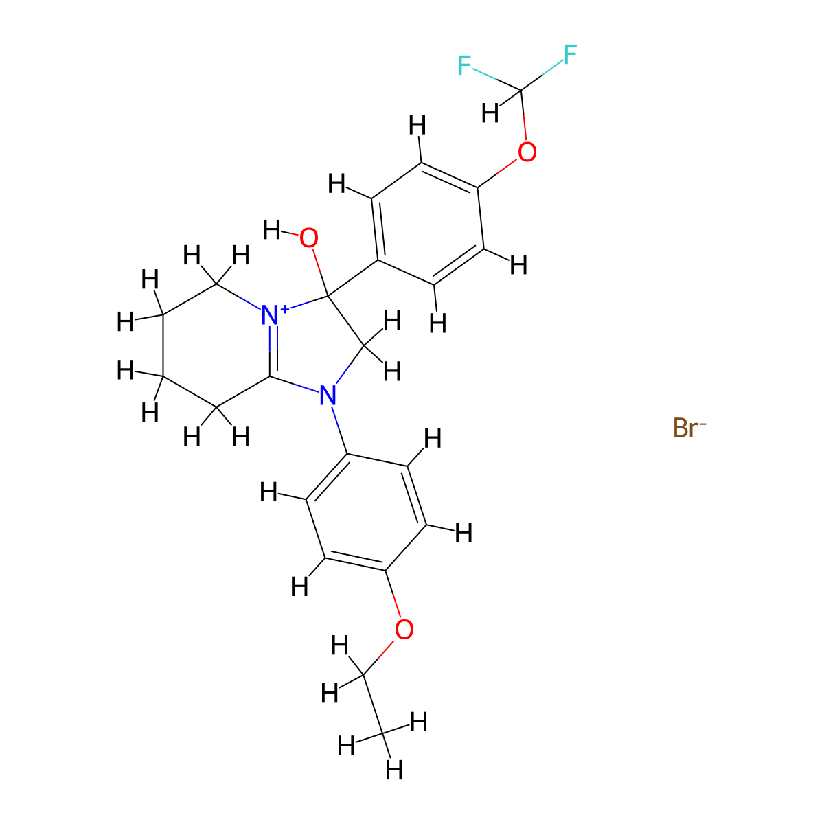3-(4-(Difluoromethoxy)phenyl)-1-(4-ethoxyphenyl)-3-hydroxy-2,3,5,6,7,8-hexahydroimidazo[1,2-a]pyridin-1-ium bromide molecular structure, CAS 1104738-04-6