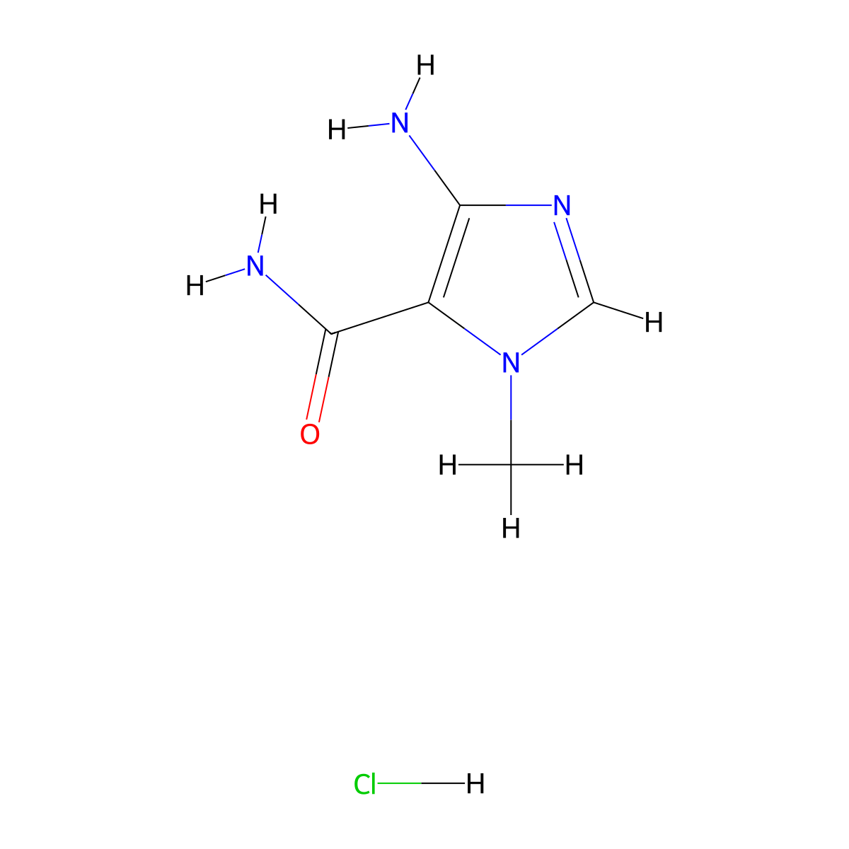 4-amino-1-methyl-1H-imidazole-5-carboxamide hydrochloride molecular structure, CAS 110475-17-7