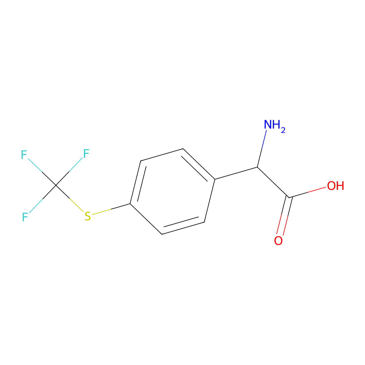 2-Amino-2-{4-[(trifluoromethyl)sulfanyl]phenyl}acetic acid molecular structure, CAS 1104793-77-2