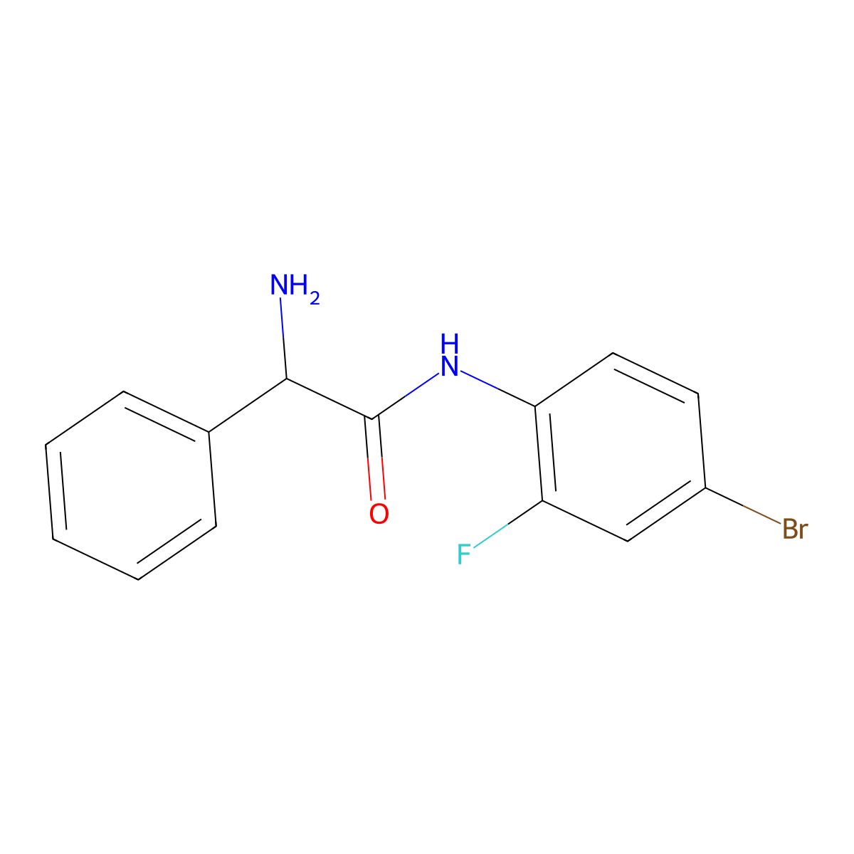 2-amino-N-(4-bromo-2-fluorophenyl)-2-phenylacetamide molecular structure, CAS 1104794-76-4