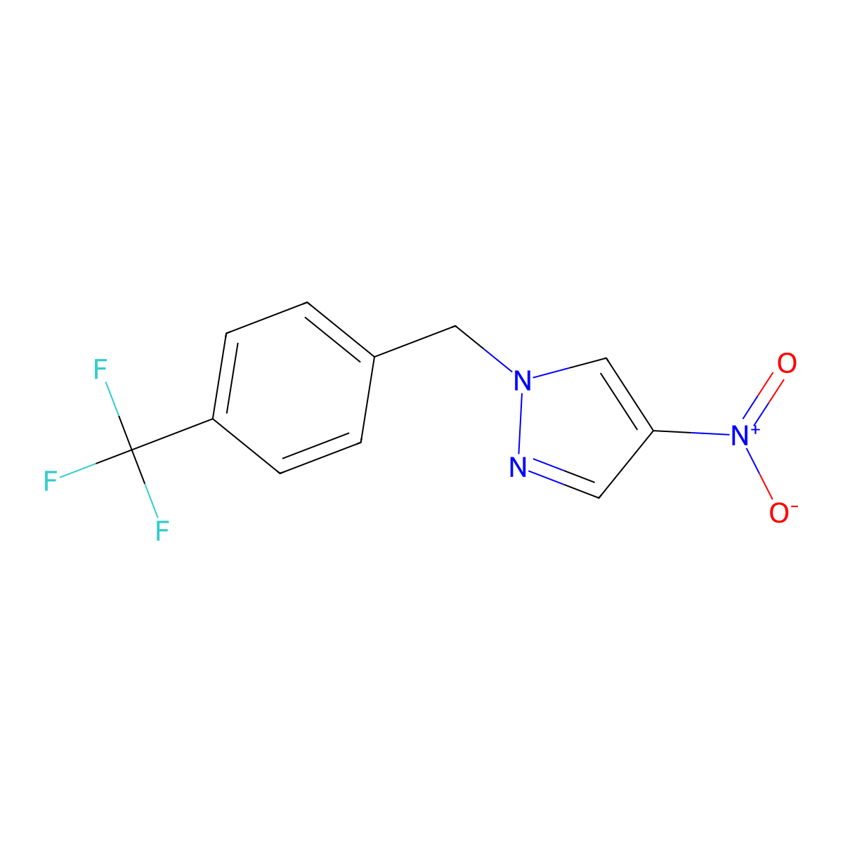 4-Nitro-1-{[4-(trifluoromethyl)phenyl]methyl}-1H-pyrazole molecular structure, CAS 1104806-97-4