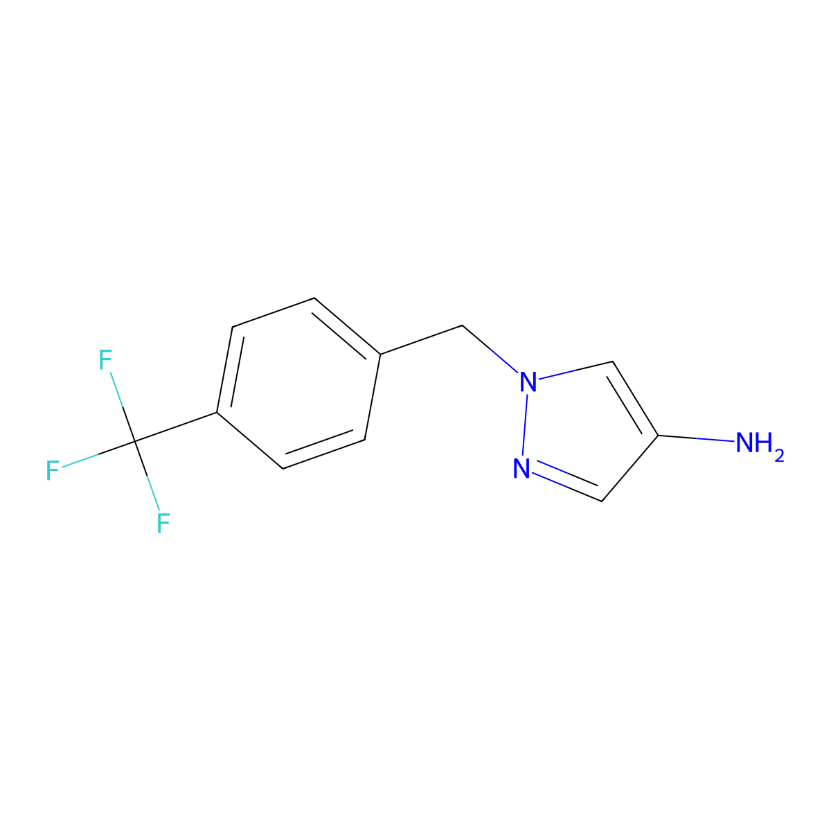 1-(4-(trifluoromethyl)benzyl)-1H-pyrazol-4-amine molecular structure, CAS 1104806-98-5
