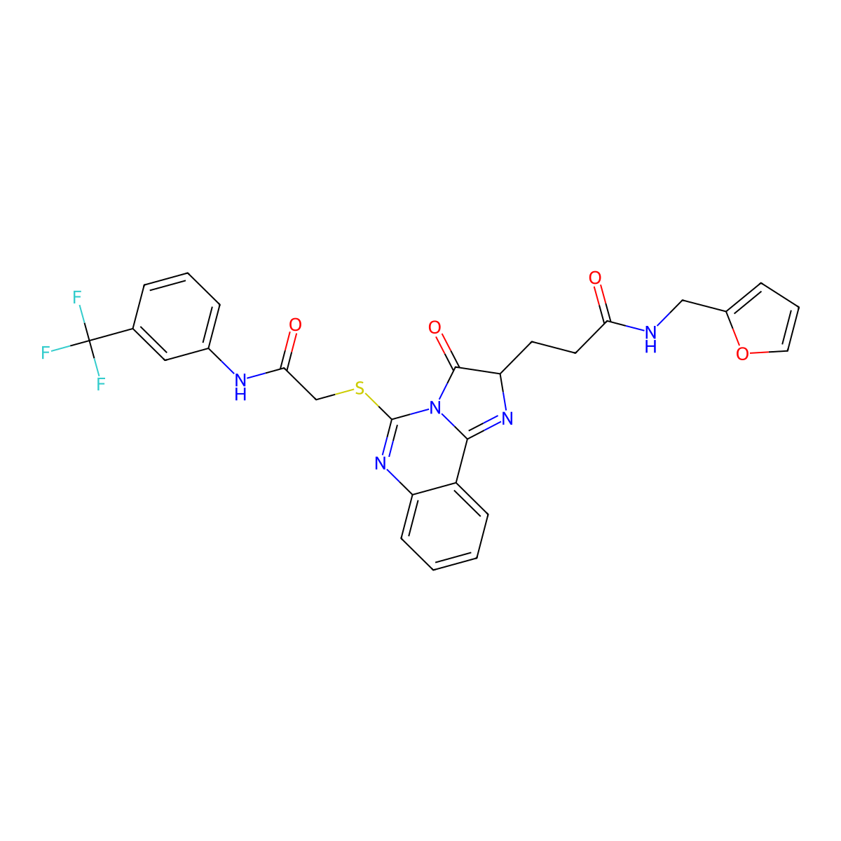 N-[(furan-2-yl)methyl]-3-{3-oxo-5-[({[3-(trifluoromethyl)phenyl]carbamoyl}methyl)sulfanyl]-2H,3H-imidazo[1,2-c]quinazolin-2-yl}propanamide molecular structure, CAS 1104841-72-6