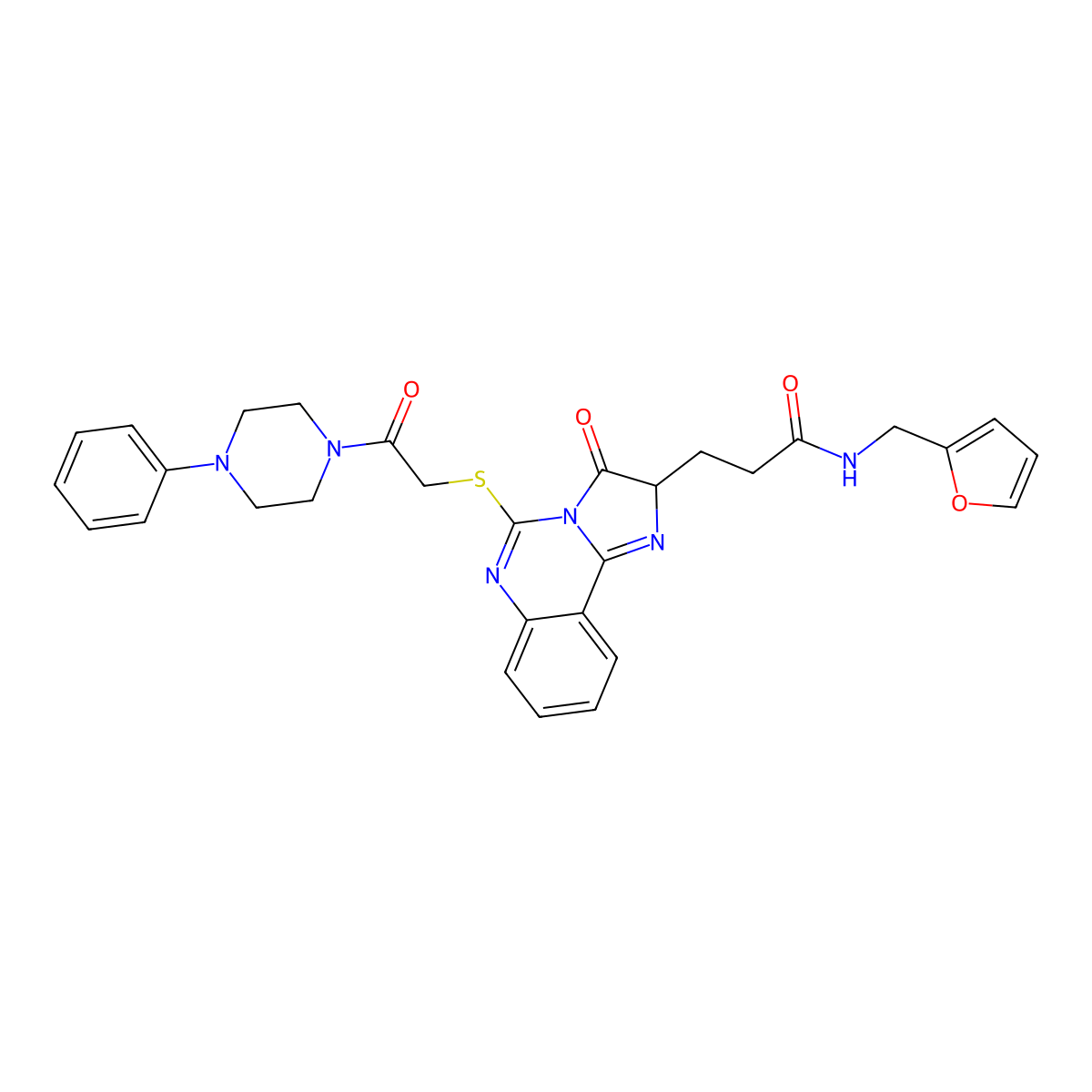 N-[(furan-2-yl)methyl]-3-(3-oxo-5-{[2-oxo-2-(4-phenylpiperazin-1-yl)ethyl]sulfanyl}-2H,3H-imidazo[1,2-c]quinazolin-2-yl)propanamide molecular structure, CAS 1104842-08-1