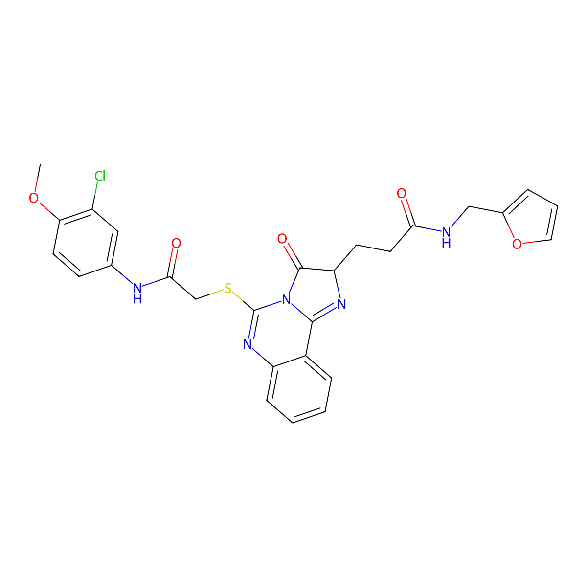 3-[5-({[(3-chloro-4-methoxyphenyl)carbamoyl]methyl}sulfanyl)-3-oxo-2H,3H-imidazo[1,2-c]quinazolin-2-yl]-N-[(furan-2-yl)methyl]propanamide molecular structure, CAS 1104842-23-0