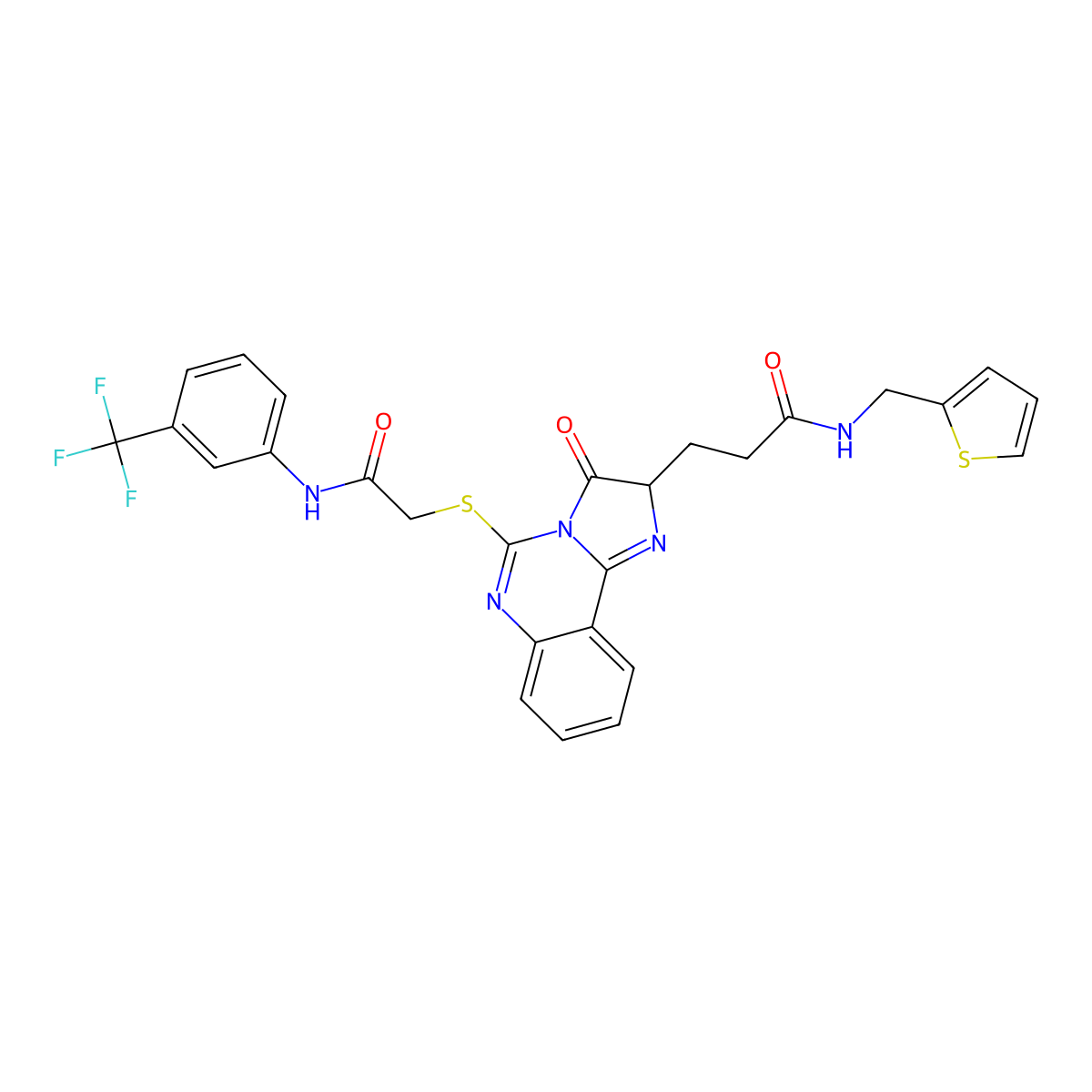 3-{3-oxo-5-[({[3-(trifluoromethyl)phenyl]carbamoyl}methyl)sulfanyl]-2H,3H-imidazo[1,2-c]quinazolin-2-yl}-N-[(thiophen-2-yl)methyl]propanamide molecular structure, CAS 1104842-47-8