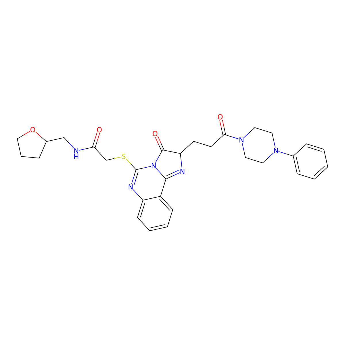 2-({3-oxo-2-[3-oxo-3-(4-phenylpiperazin-1-yl)propyl]-2H,3H-imidazo[1,2-c]quinazolin-5-yl}sulfanyl)-N-[(oxolan-2-yl)methyl]acetamide molecular structure, CAS 1104844-72-5