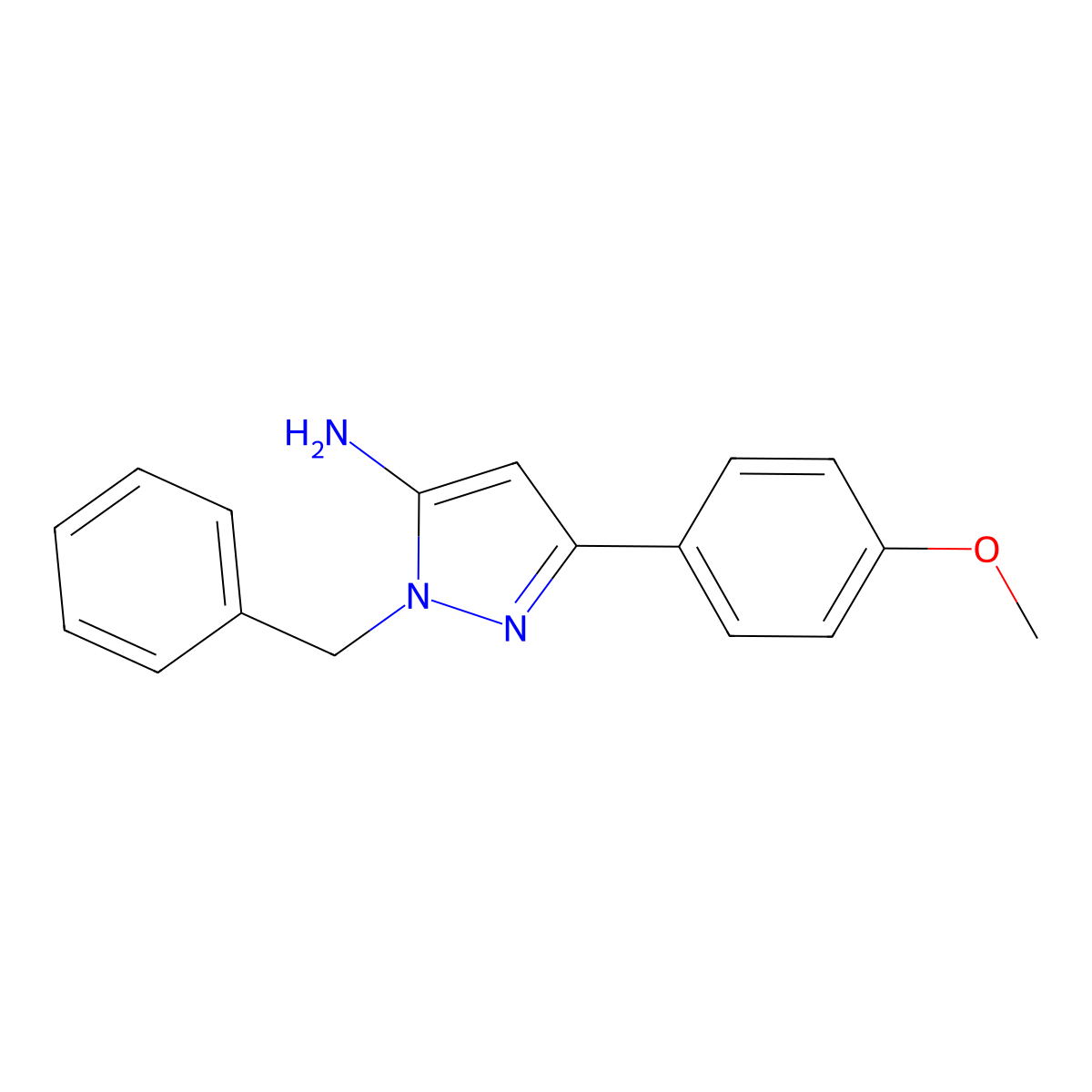 1-Benzyl-3-(4-methoxyphenyl)-1H-pyrazol-5-amine molecular structure, CAS 1104867-18-6