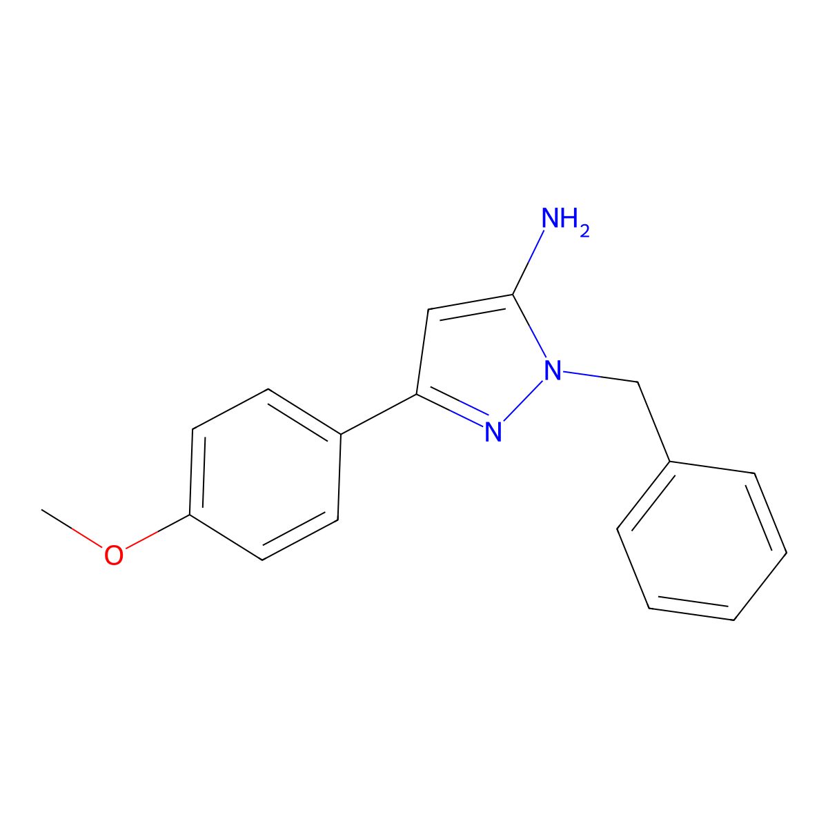 1-Benzyl-3-(4-methoxyphenyl)-1H-pyrazol-5-amine molecular structure, CAS 1104867-18-6
