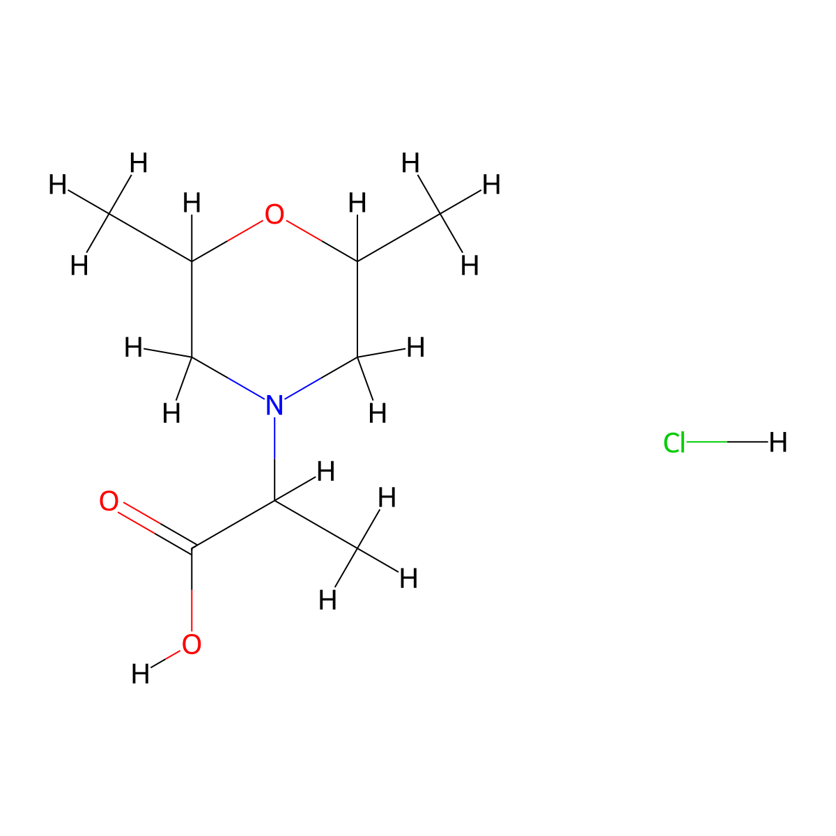 2-(2,6-Dimethylmorpholin-4-yl)propanoic acid hydrochloride molecular structure, CAS 1104923-32-1