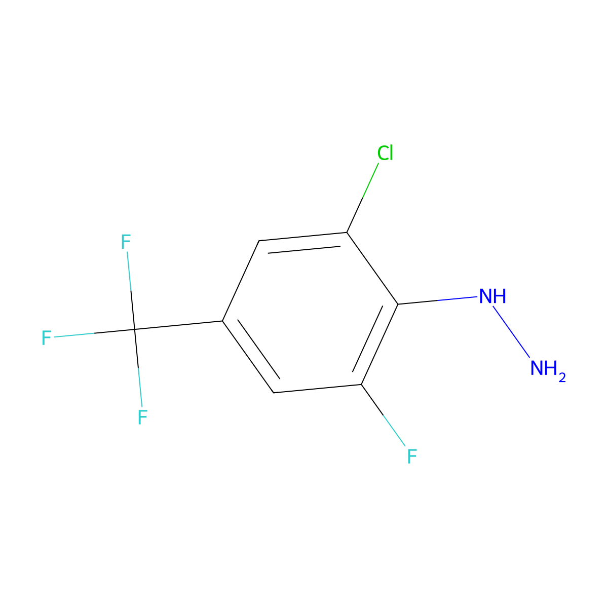 (2-Chloro-6-fluoro-4-(trifluoromethyl)phenyl)hydrazine molecular structure, CAS 110499-66-6