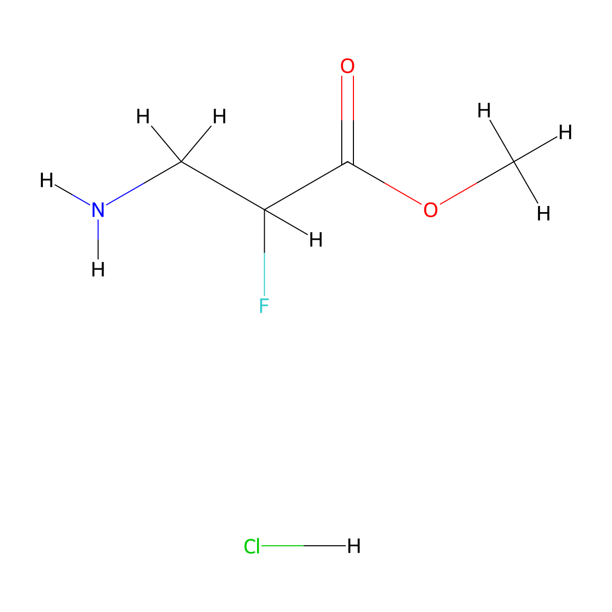 Methyl 3-amino-2-fluoropropanoate hydrochloride molecular structure, CAS 110501-26-3