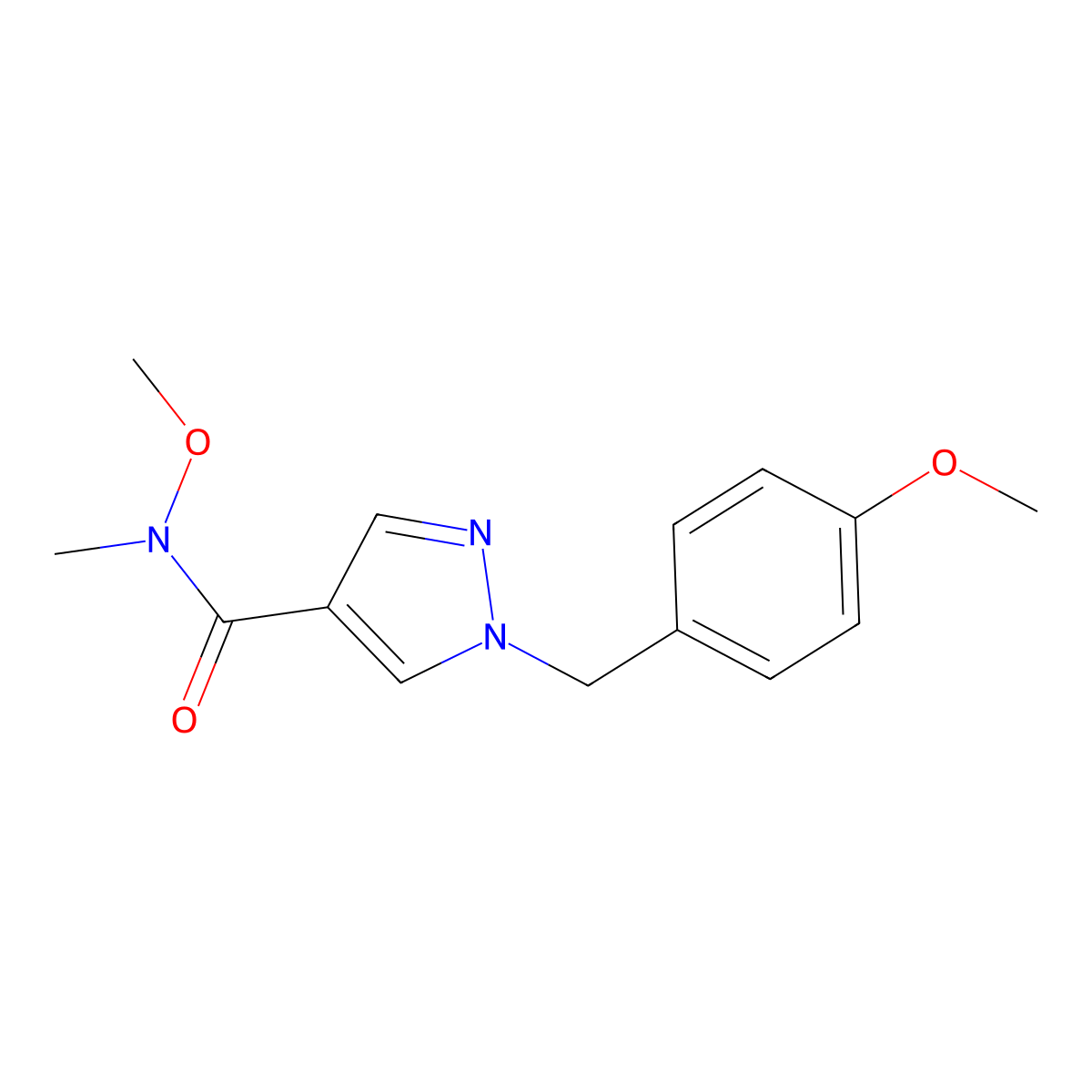 N-methoxy-1-(4-methoxybenzyl)-N-methyl-1H-pyrazole-4-carboxamide molecular structure, CAS 1105039-59-5