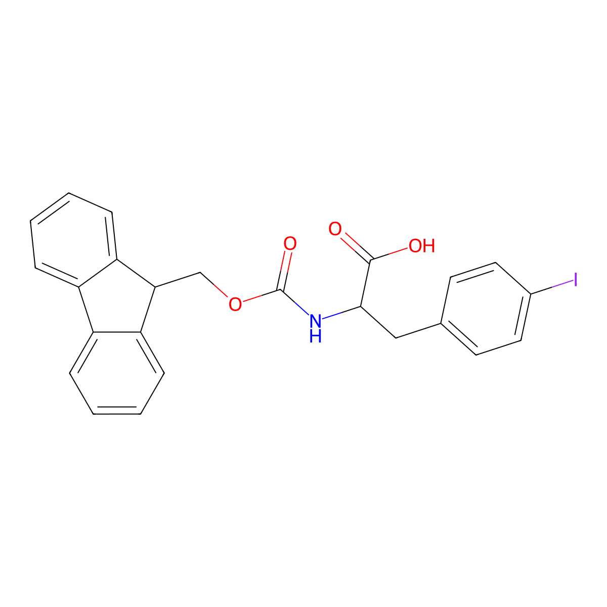 Fmoc-4-iodo-D-phenylalanine molecular structure, CAS 1105045-73-5