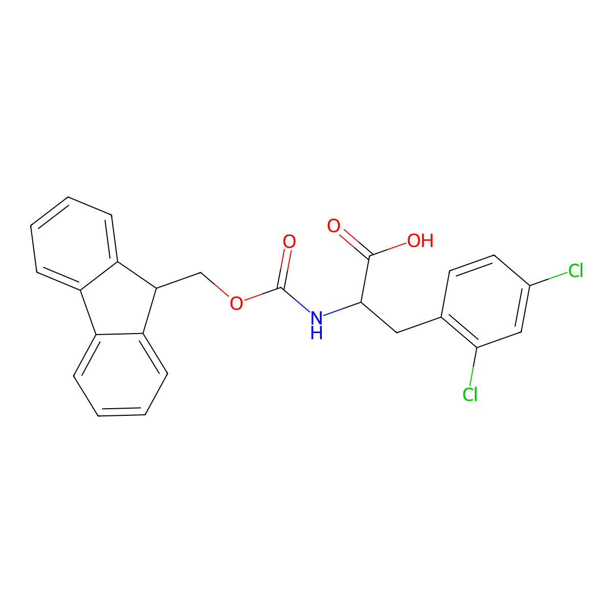 3-(2,4-dichlorophenyl)-2-(9H-fluoren-9-ylmethoxycarbonylamino)propanoic Acid molecular structure, CAS 1105045-80-4
