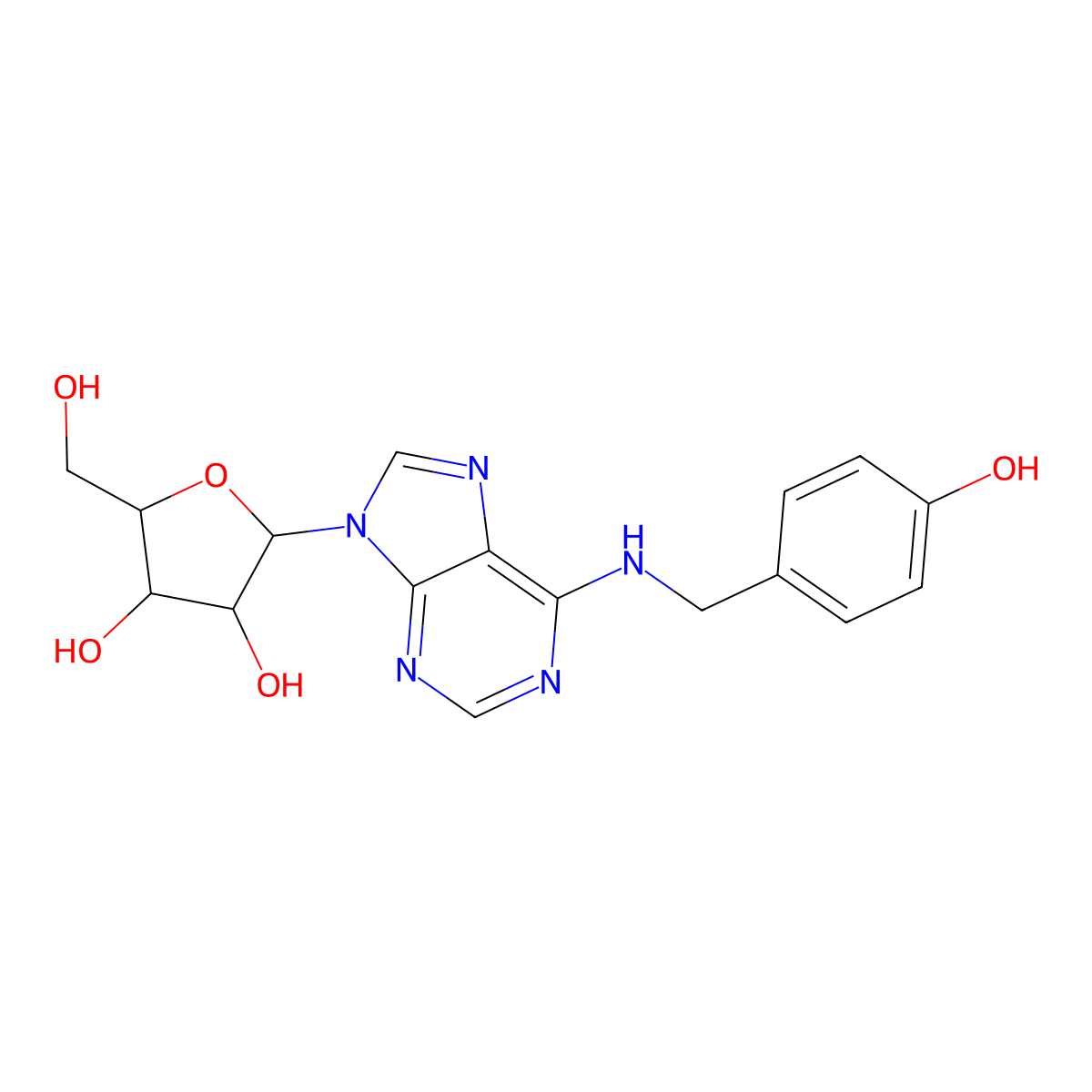 N6-(4-Hydroxybenzyl)Adenine Riboside molecular structure, CAS 110505-75-4
