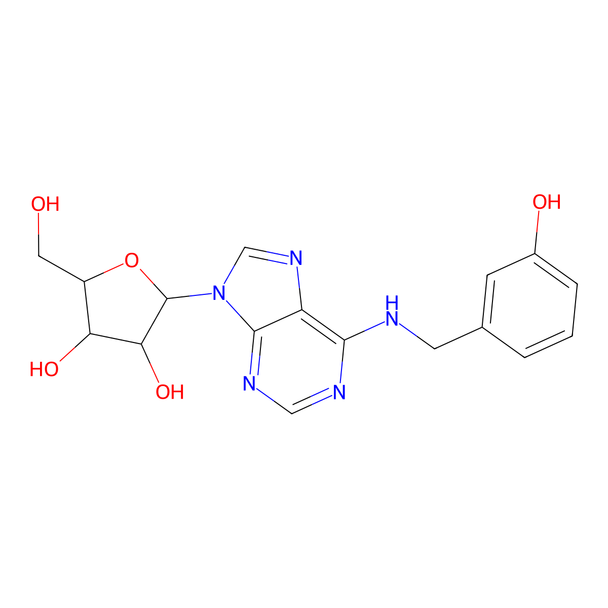 Meta-topolin riboside molecular structure, CAS 110505-76-5