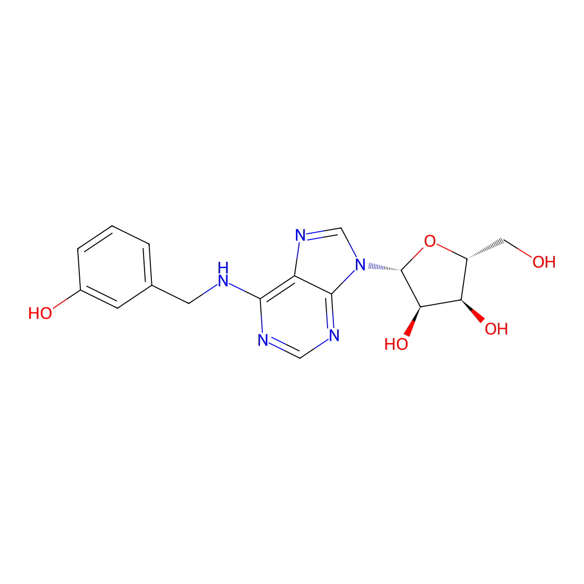 Meta-topolin riboside molecular structure, CAS 110505-76-5