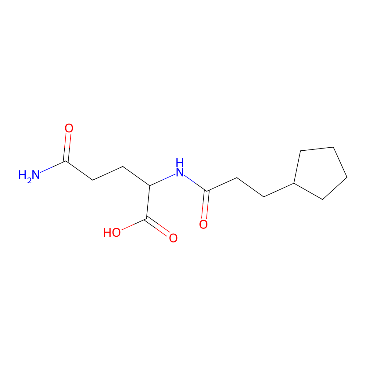 4-Carbamoyl-2-(3-cyclopentylpropanamido)butanoic acid molecular structure, CAS 1105053-08-4