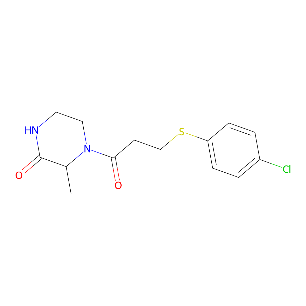 4-(3-((4-Chlorophenyl)thio)propanoyl)-3-methylpiperazin-2-one molecular structure, CAS 1105057-09-7