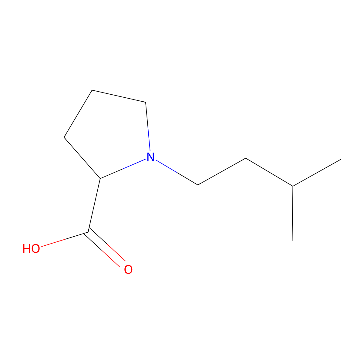 1-(3-Methylbutyl)pyrrolidine-2-carboxylic acid molecular structure, CAS 1105057-50-8