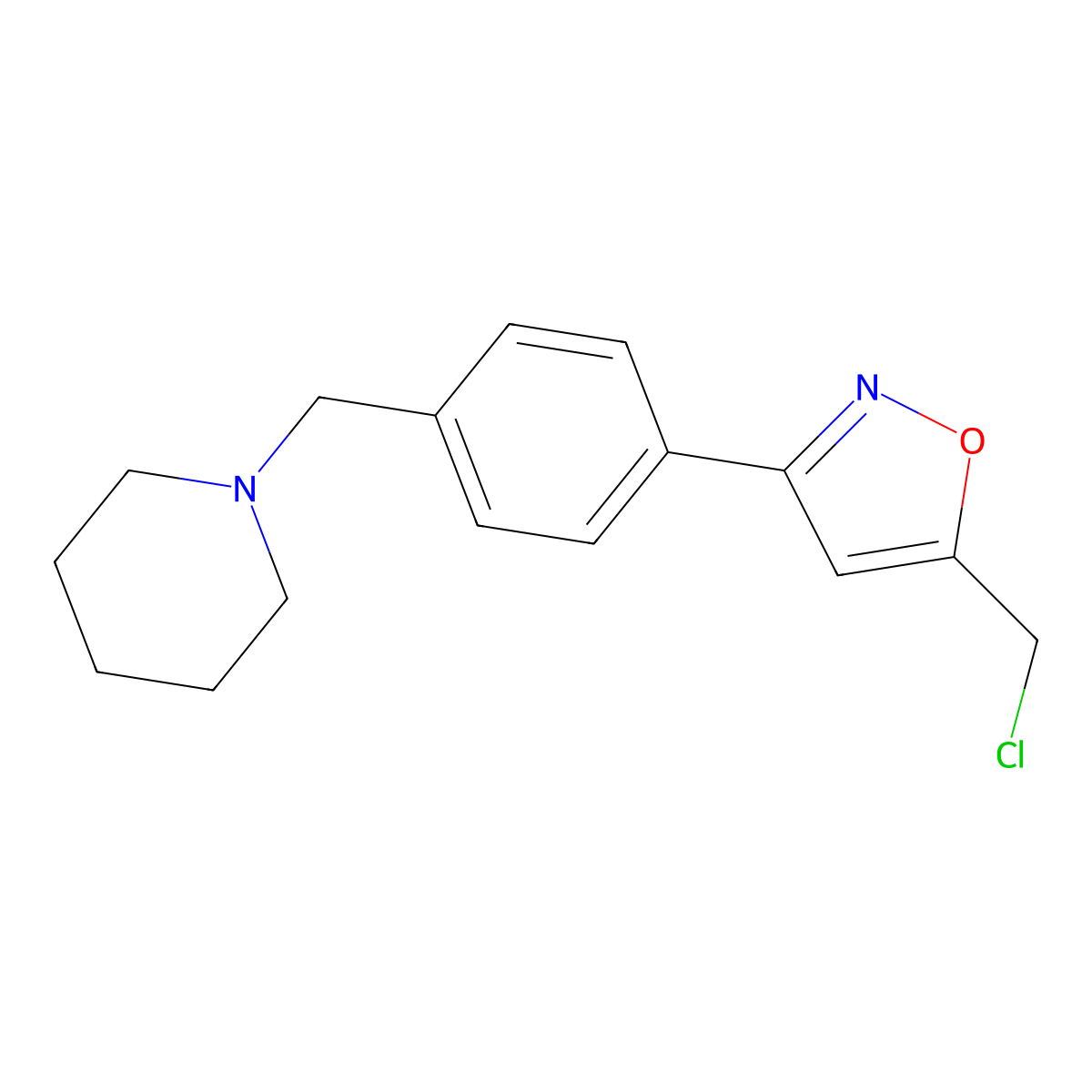 5-(Chloromethyl)-3-(4-(piperidin-1-ylmethyl)phenyl)isoxazole molecular structure, CAS 1105060-10-3