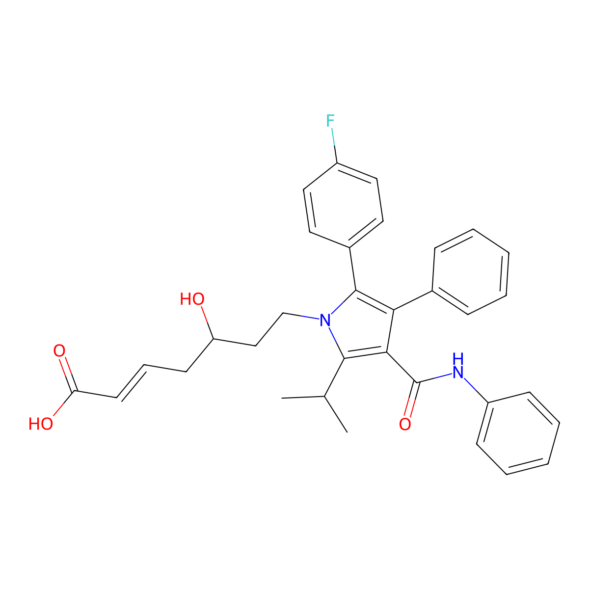 (2E,5S)-7-(2-(4-Fluorophenyl)-5-(1-methylethyl)-3-phenyl-4-((phenylamino)carbonyl)-1H-pyrrol-1-yl)-5-hydroxy-2-heptenoic acid molecular structure, CAS 1105067-93-3