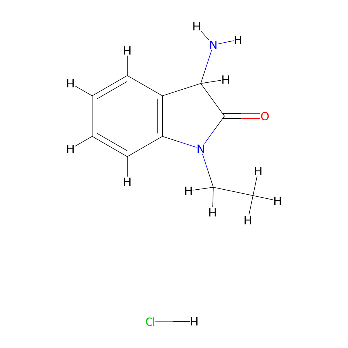 3-Amino-1-ethyl-1,3-dihydro-2H-indol-2-one hydrochloride molecular structure, CAS 1105068-64-1