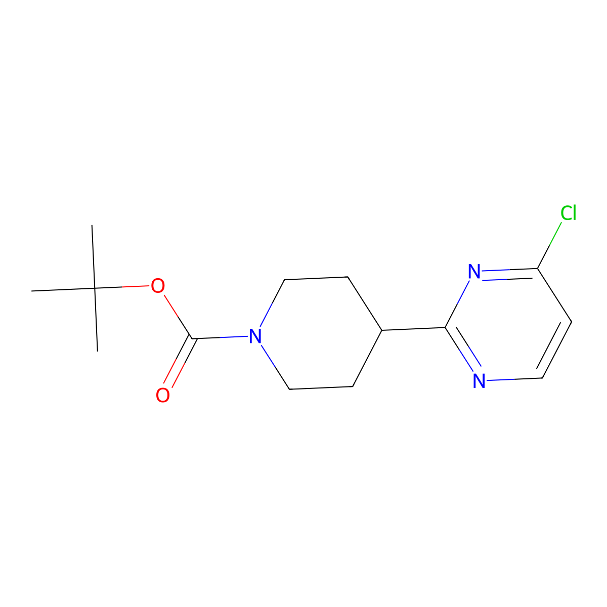 Tert-butyl 4-(4-chloropyrimidin-2-yl)piperidine-1-carboxylate molecular structure, CAS 1105187-35-6