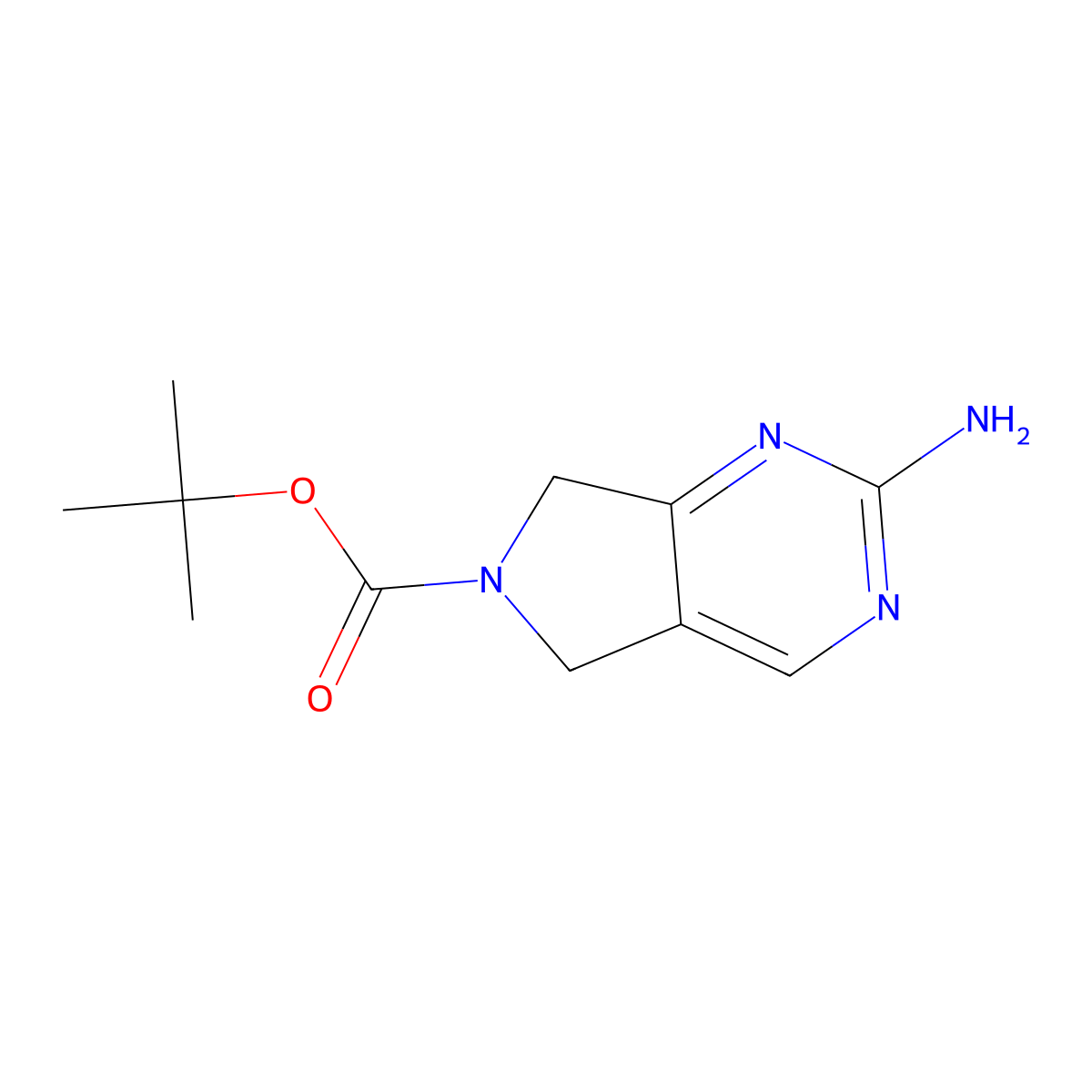 tert-Butyl 2-amino-5H-pyrrolo[3,4-d]pyrimidine-6(7H)-carboxylate molecular structure, CAS 1105187-42-5