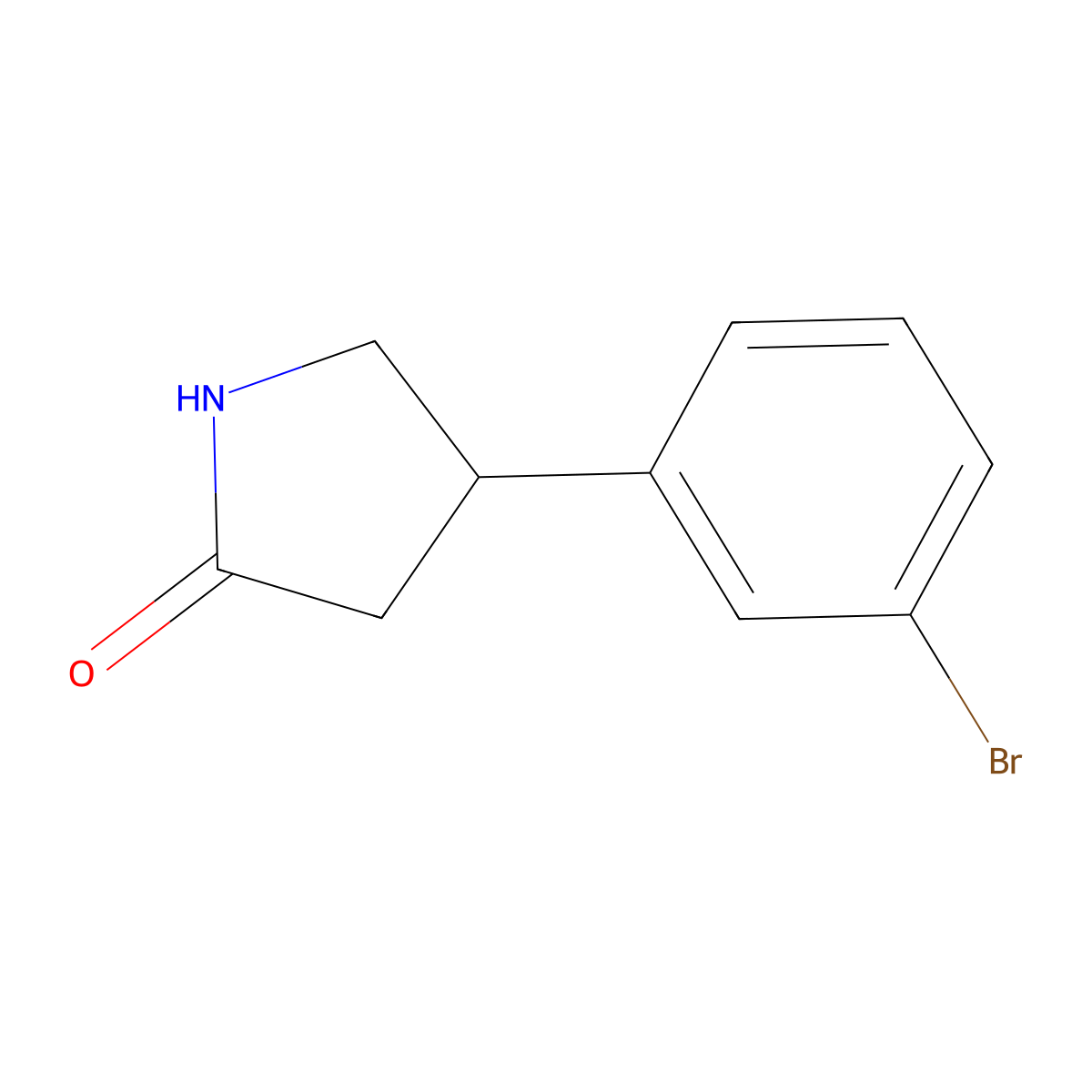 4-(3-Bromophenyl)pyrrolidin-2-one molecular structure, CAS 1105187-44-7