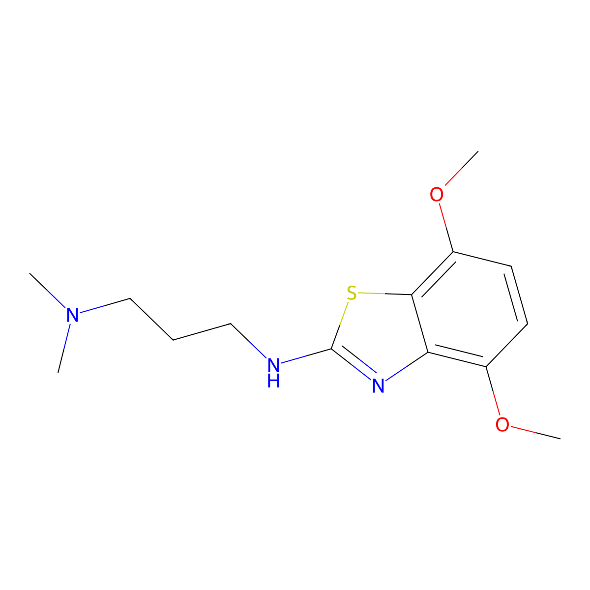 N'-(4,7-dimethoxy-1,3-benzothiazol-2-yl)-N,N-dimethylpropane-1,3-diamine molecular structure, CAS 1105188-35-9